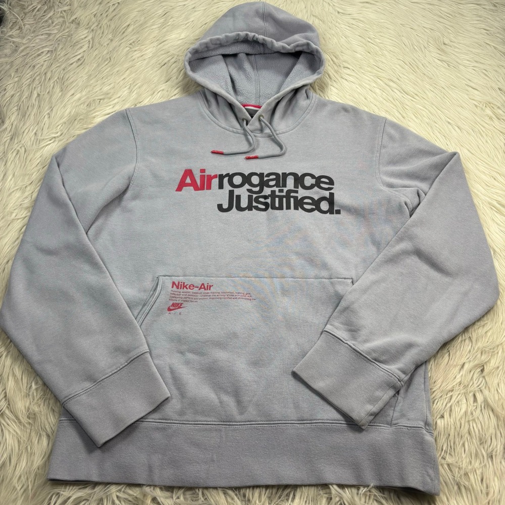 Vintage Y2K Nike Air Men's S Gray Airrogance Justified Hoodie Street Blokecore